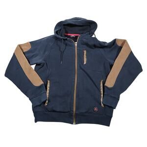 Jordan Hoodie Small Navy Blue Brown Full Zip Pullover Athletic Fleece Retro